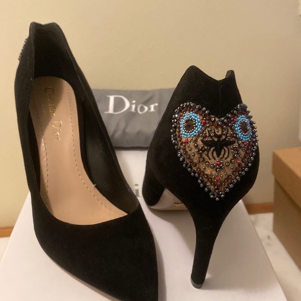 Dior suede and beaded heels, black size 38